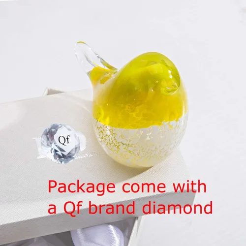 Miniatura 7 de QFkris Figura de pájaro de cristal soplado hecha a mano de 4 pulgadas, regalo para Navidad, cumpleaños, decoración del hogar, pisapapeles amarillo