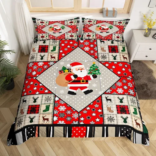 Miniatura 34 de Juego de ropa de cama de 3 piezas con diseño de muñeco de nieve, funda de edredón con temática de invierno, funda de edredón con temática de Feliz