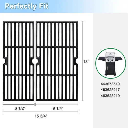 Miniatura 2 de Rejillas de parrilla para Charbroil Performance 2 Burner 463673519 piezas de repuesto, rejilla de cocción de hierro fundido para Char-Broil