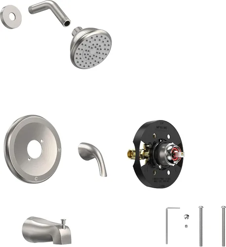 Miniatura 6 de Kit de molduras para bañera y ducha, juego de grifo de bañera y ducha con cabezal de ducha de un solo rociador y boquilla de bañera, kit de bañera