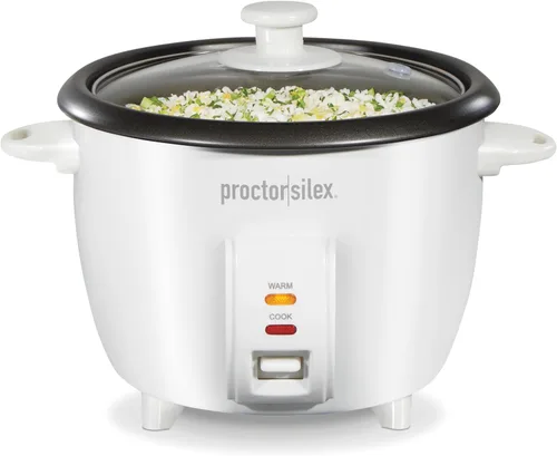 Miniatura 11 de Proctor Silex - Arrocera y vaporizador de alimentos, 6 tazas cocinadas (3 tazas sin cocinar), incluye cesta de vapor y enjuague, negro (37510)