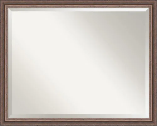 Miniatura 7 de Amanti Art Espejo de baño marrón para sobre el fregadero, 23 x 19 pulgadas, espejo de tocador rectangular marrón rústico envejecido, marco pequeño