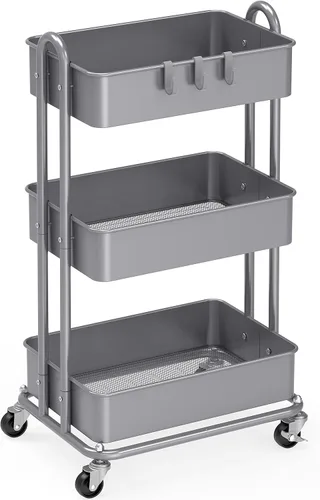 Miniatura 7 de Simple Houseware Carro de metal resistente de 3 niveles, multiusos, color Blanco
