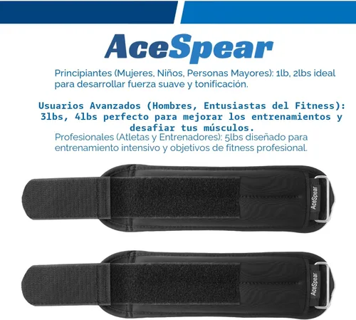 Miniatura 2 de AceSpear - Conjuntos de pesas de tobillo para hombres, mujeres y niños 1 libra, 2 libras, 3 libras, 4 libras y 5 libras, pesas de pierna, muñeca