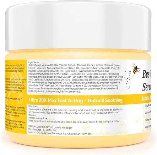 Miniatura 9 de Natural Organic NZL Bee Venom Professional Serum Care, Joint & Muscle & Bone Cream Gel - For Back, Neck, Hand, Foot, Knee, Muscle, Shoulder, Hip