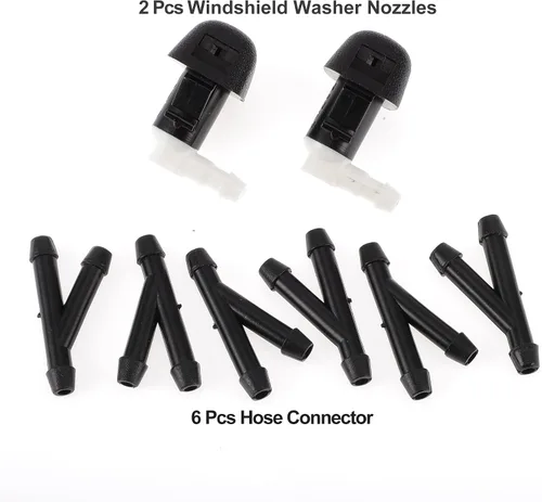 Miniatura 6 de Boquilla de limpiaparabrisas para Honda Pilot 2009-2015 delantero con 6 piezas de manguera en Y conector de manguera de coche de plástico negro 1