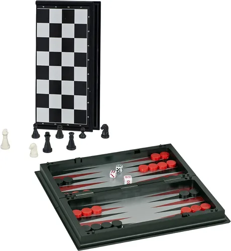 WE Games Juego de juegos de mesa de viaje 3 en 1: ajedrez magnético, damas y backgammon, todos los tamaños de viaje, juego de auto perfecto, 9.75
