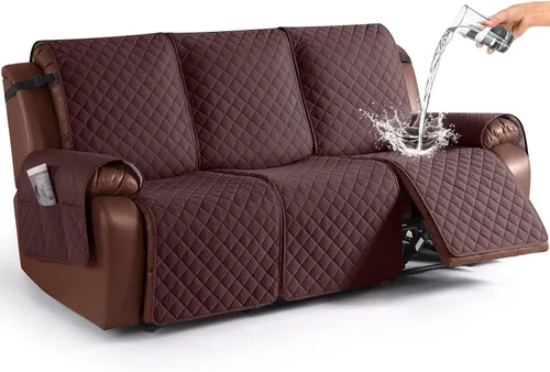 Miniatura 19 de KinCam Funda impermeable para sofá biplaza reclinable, fundas antideslizantes para sofá reclinable de 2 asientos, funda de sofá reclinable