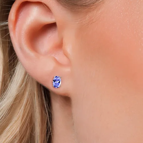 Miniatura 3 de Gem Stone King Aretes ovalados con piedra natal de oro de 14 quilates Ovalados de 0.236 x 0.157 pulgadas