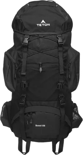 Miniatura 14 de Teton - Mochila con marco interno Scout de 55L para senderismo, camping, mochilero, viajes, cubierta de lluvia incluida, Huckleberry Arándano