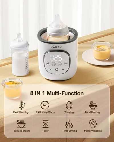 Miniatura 2 de LAREX Calentador de Biberones, Calentador Rápido de Biberones para Leche Materna y Fórmula, con Temporizador y Control Preciso de Temperatura