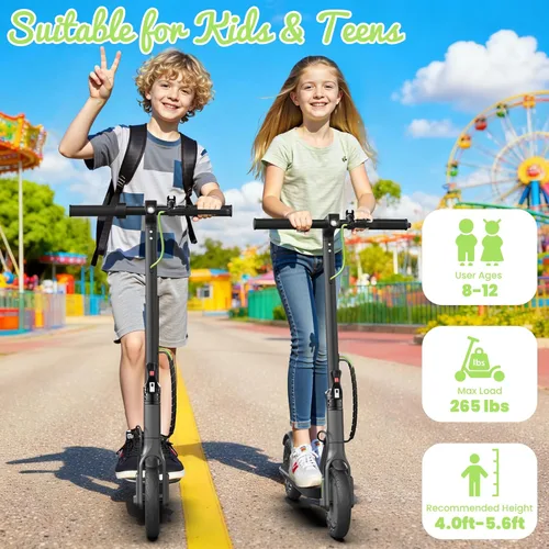 Miniatura 2 de WERHY Scooter eléctrico plegable para niños, motor de 350 W, alcance máximo de 12/16 millas, velocidad máxima de 19 MPH, neumático sólido de 8.5