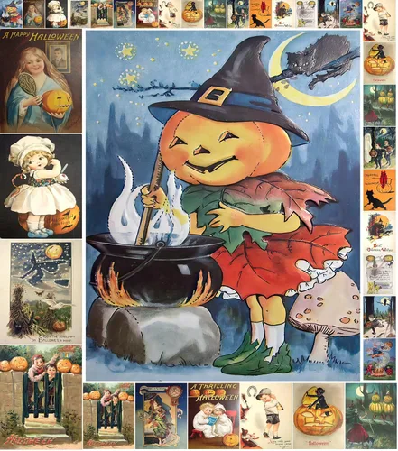 Miniatura 7 de Decoupage - Paquete de papel (35 hojas de 6 x 8 pulgadas), elegante hechicería de Halloween, brujas elegantes, gatos negros y fantasmas juguetones