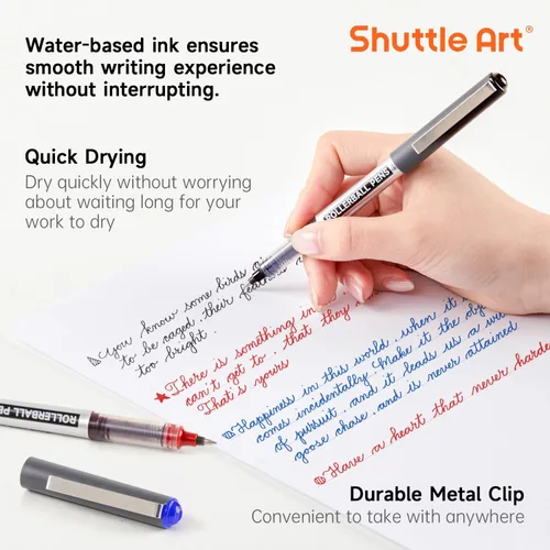 Miniatura 3 de Shuttle Art Paquete de 25 bolígrafos de punta fina (21 negros, 2 azules y 2 rojos), bolígrafos de tinta líquida de 0.020 in para escribir diario, 21