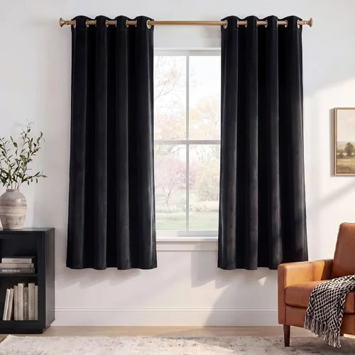 Miniatura 37 de StangH Cortinas de Terciopelo Grueso Sólido - Juego de Tratamiento de Ventanas con Oscurecimiento Moderado para Dormitorio, Cortinas/Cortinajes