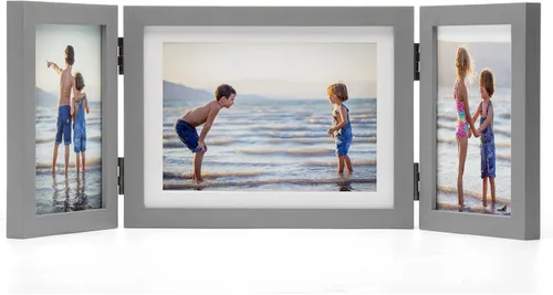 Miniatura 37 de Marcos de Fotos Dobles 4x4 con Bisagras Plegables en Negro para Colgar en la Pared o Poner en Mesa, Hechos de Madera de Pino con Vidrio Real P-44 *