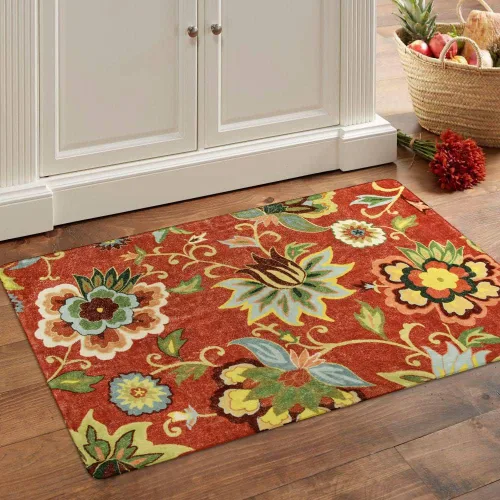 Miniatura 54 de Lahome - Tapete floral con estampado de cachemira, lavable, antideslizante, pequeño, anti-manchas, suave, para baño, entrada, dormitorio, Negro