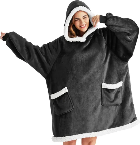 Miniatura 34 de Bedsure Manta con Capucha, Manta Portátil con Capucha como Regalos para Mamá, Regalos de Cumpleaños para Mujeres, Niños y Adolescentes, Sudadera