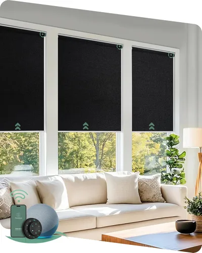 Miniatura 34 de Yoolax - cortinas enrollables motorizadas sin cenefa Vinilo opaco gris claro