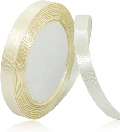 Miniatura 59 de Cinta de satén beige de 1 pulgada x 25 yardas, cinta de tela de color sólido para envoltura de regalos, manualidades, fabricación de lazos
