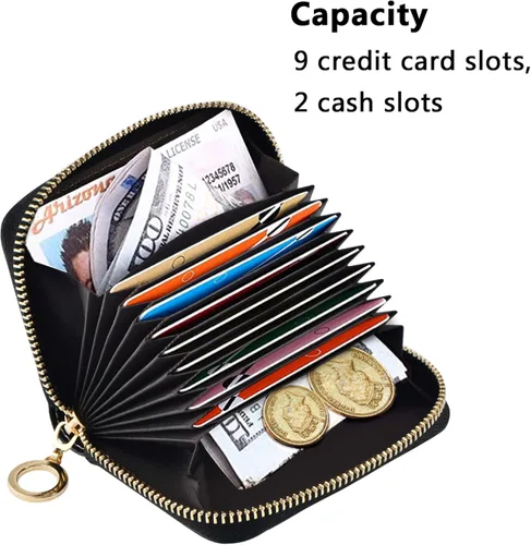 Miniatura 5 de Tarjetero RFID con cremallera para tarjetas de crédito para mujeres y niñas