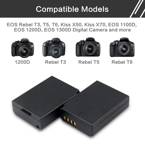 Miniatura 3 de ENEGON LP-E10 - Batería de repuesto (2 unidades de 1680 mAH) y cargador dual rápido para Canon LP E10 Canon EOS Rebel T3 T5 T6 T7 T100, Kiss X50 X70