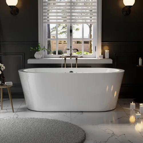 Empava Bañeras independientes de diseño contemporáneo de lujo de 59 "de lujo para remojar el spa, moderno soporte solo, diseño contemporáneo