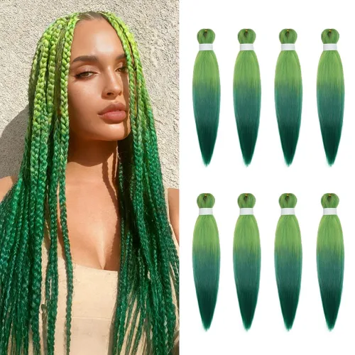 Miniatura 63 de 8 paquetes de extensiones preestiradas - 16 pulgadas de cabello trenzado premium, 55G/paquete, sin picazón, fijación en agua caliente, textura Perm