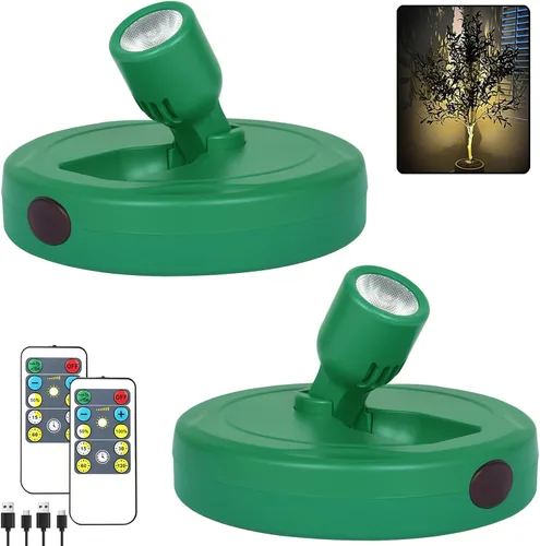 Miniatura 11 de HAMVIDNE Foco LED, luces de foto a batería, iluminación ascendente para interior, luces de disco con 2 controles remotos, luz de punto regulable