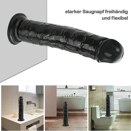 Miniatura 4 de Consoladro realista negro, consolador pequeño de 7 pulgadas con copa de succión fuerte para juego con manos libres, juguete sexual para adultos