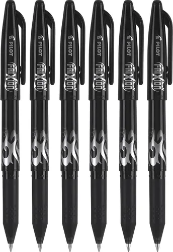 Bolígrafos de gel Pilot Frixion Ball 0.02 pulgadas de tinta borrable, punta fina, tinta negra, paquete de 6