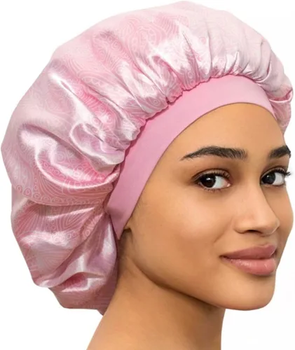Miniatura 8 de CAPLORD Gorro de satén forrado para dormir, gorro de bambú para el cabello rizado natural para mujeres y hombres