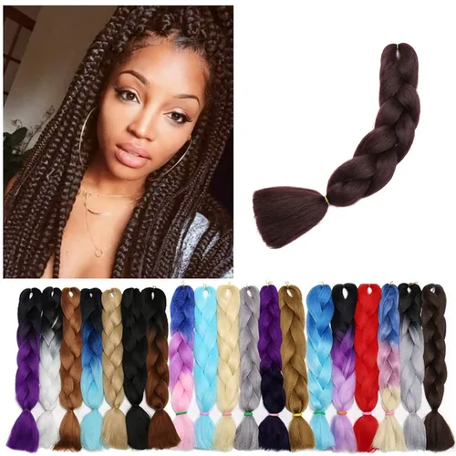 Miniatura 136 de Benehair Extensiones de cabello trenzado ombré de 24 pulgadas, 1 paquete de extensiones de cabello trenzado jumbo de alta temperatura, cabello