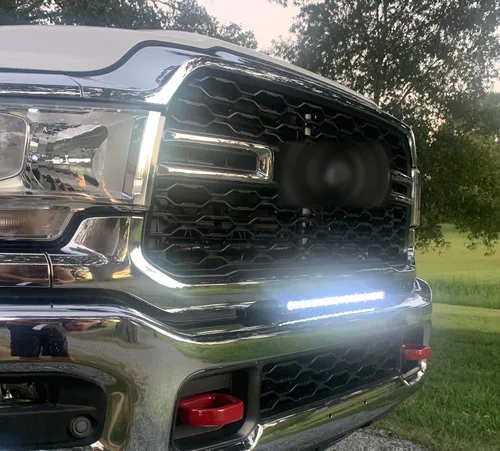 Miniatura 4 de iJDMTOY Kit de barra de luz LED de montaje en hueco de parrilla de 20 pulgadas, compatible con Dodge RAM 2500 3500 2020 en adelante, incluye barra