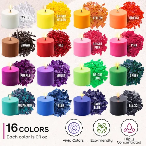 Miniatura 2 de Tinte para cera de vela de soja para hacer velas - 16 chips populares de coloración de tinte para velas - Coloración de cera de vela premium - Chips