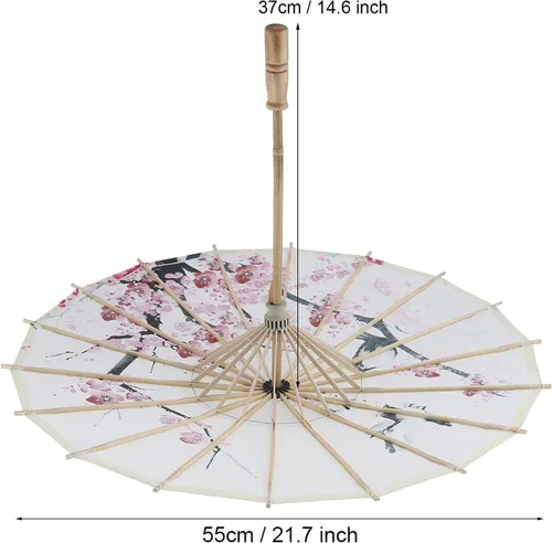 Miniatura 2 de Paraguas de papel engrasado, tamaño pequeño, hecho a mano, arte chino, accesorios de danza clásica, paraguas de flores de ciruelo, paraguas de papel