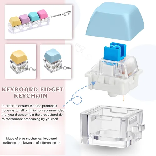 Miniatura 3 de Taiyin 3 unidades de juguete de teclado con clic, llavero de juguete para aliviar el estrés, juguetes de descompresión, botón para aliviar