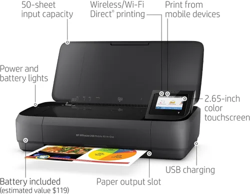 Miniatura 10 de Impresora móvil todo en uno HP Officejet 250 (cz992 a), Negro