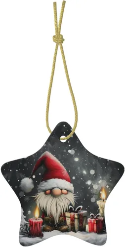 Miniatura 6 de Adornos colgantes de cerámica para árbol de Navidad, decoración colgante en forma de estrella para suministros de fiesta en interiores y exteriores