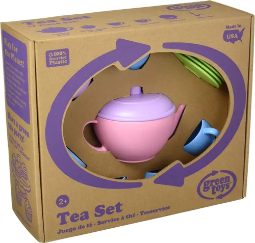 Miniatura 3 de Green Toys Juego de té, Pink CB, juego de 17 piezas, habilidades motoras, lenguaje y comunicación para niños, sin BPA, ftalatos, PVC, apto