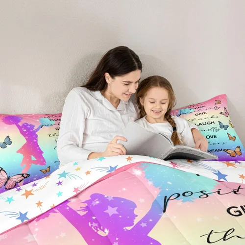 Miniatura 26 de Erosebridal Juego de ropa de cama de princesa de ballet, tamaño Queen, juego de edredón de 3 piezas para niñas bailarinas de ballet, lindo juego