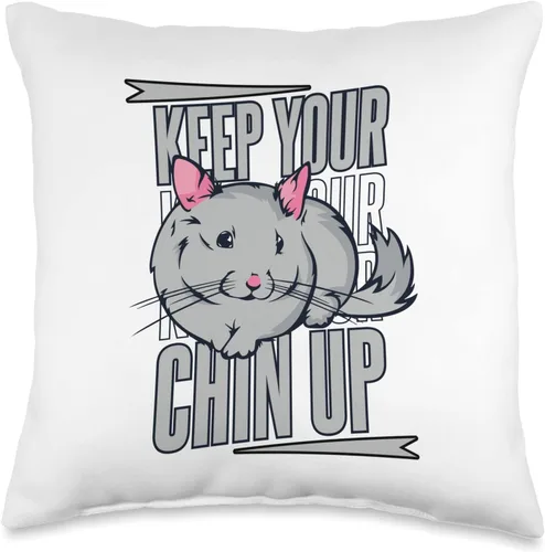 Toys Chinchilla Cage Plush Stuffed Animal Gifts Keep Your Chin Up Chinchillidae - Almohada Chinchilla de cola larga, 16 x 16 pulgadas, multicolor