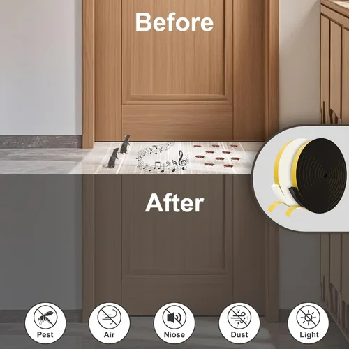 Miniatura 7 de Cinta aislante de espuma Egofix, burletes para puertas y ventanas, cinta adhesiva de espuma negra resistente al clima para puerta corrediza, marco