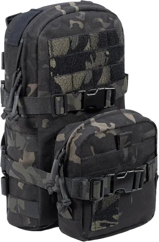 Miniatura 14 de Paquete de Hidratación Táctica Pequeña MOLLE Transportador de Vejiga de Agua para Exteriores para Chaleco Mochila, Negro, Pequeño, Mochilas Daypack