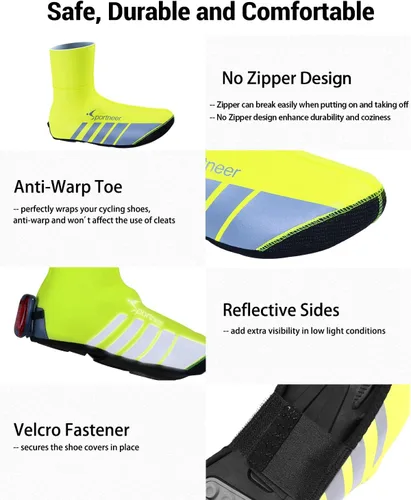 Miniatura 4 de Sportneer Fundas para zapatos cilíndricos, calentadores térmicos de invierno, cubierta de botas, neopreno impermeable y resistente al viento