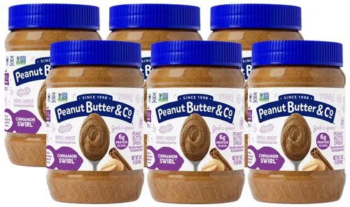 Peanut Butter & Co. Mantequilla de maní con remolino de canela, 0.18 onzas de proteína, sin gluten y sin OMG, 16 onzas (paquete de 6)