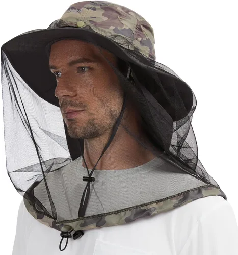Miniatura 8 de BASSDASH Sombrero de mosquito UPF 50+ con red oculta para la cabeza y solapa para el cuello, para hombres y mujeres, pesca al aire libre