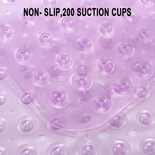 Miniatura 3 de YINENN Tapete de ducha para bañera de 40 x 16 pulgadas, antideslizante y extragrande, tapete para bañera con ventosas, lavable a máquina, con Morado