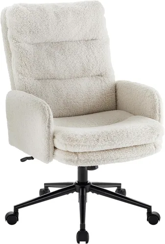 Miniatura 9 de IWMH Silla de oficina en casa con respaldo alto, silla de escritorio tapizada con reposabrazos, sillón de altura ajustable con ruedas, silla