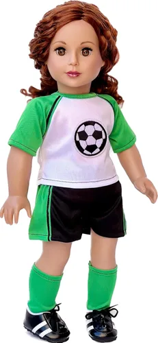 Miniatura 3 de Soccer Girl - Traje de fútbol de 4 piezas - Camisa, pantalones cortos, calcetines y zapatos - Ropa para muñecas de 18 pulgadas (toll no incluido)